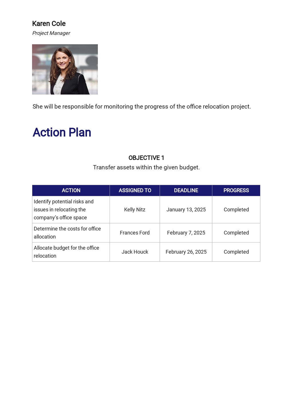 Business Relocation Plan Template