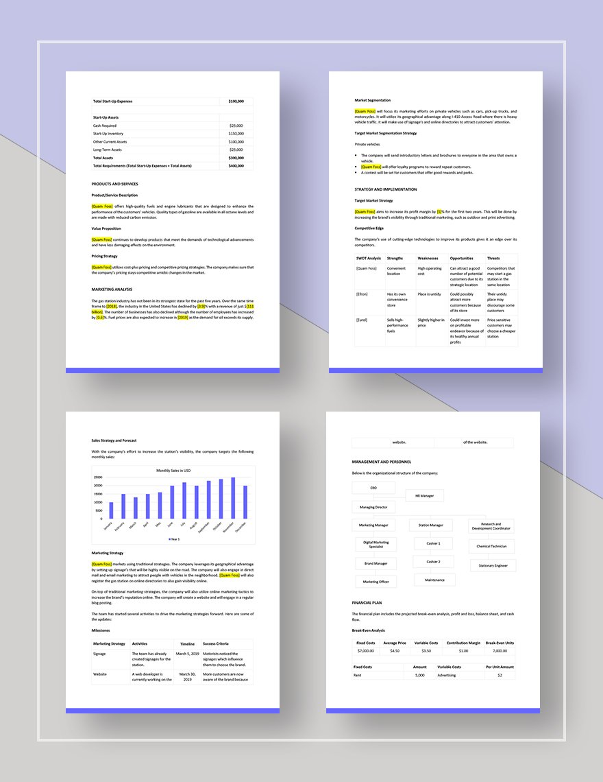 Oil And Gas Marketing Plan Template
