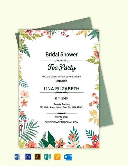 Free Bridal Shower Tea Party Invitation Template