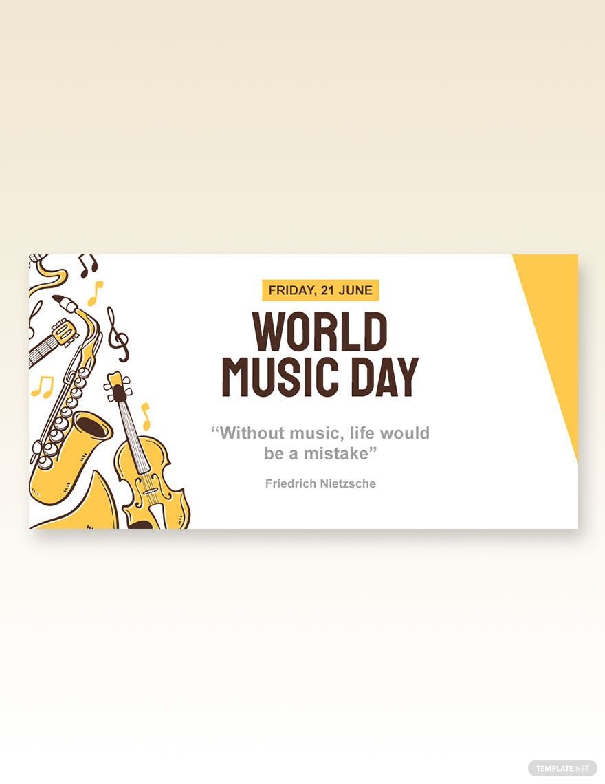 Free World Music Day Twitter Post Template in PSD