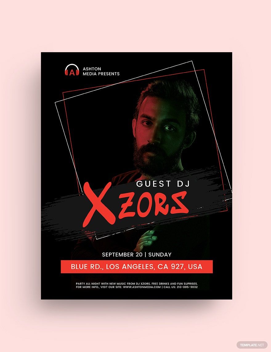 Free Guest DJ Flyer Template in Word, Google Docs, Illustrator, PSD, Apple Pages, Publisher, InDesign