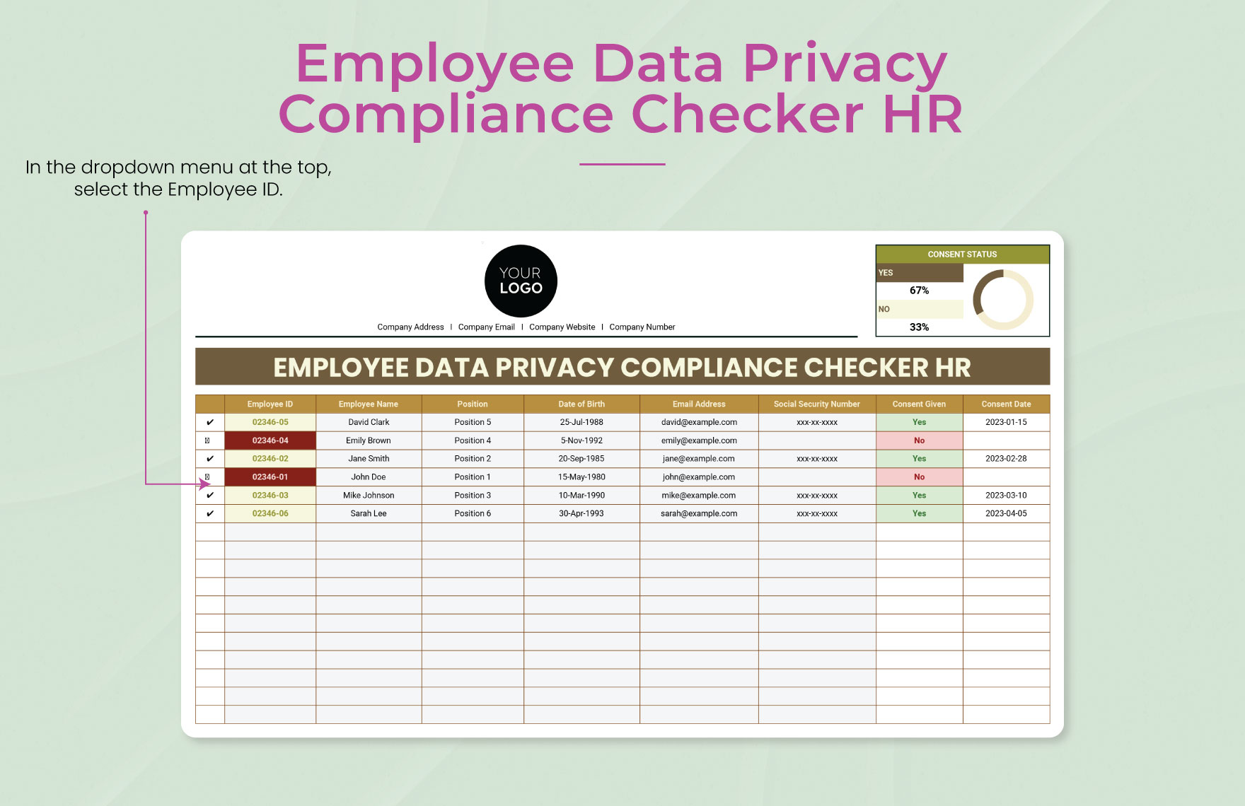 Employee Data Privacy Compliance Checker HR Template