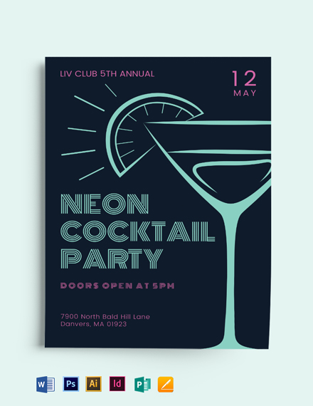 FREE Cocktail Party Invitation Template - Word | PSD | InDesign | Apple ...