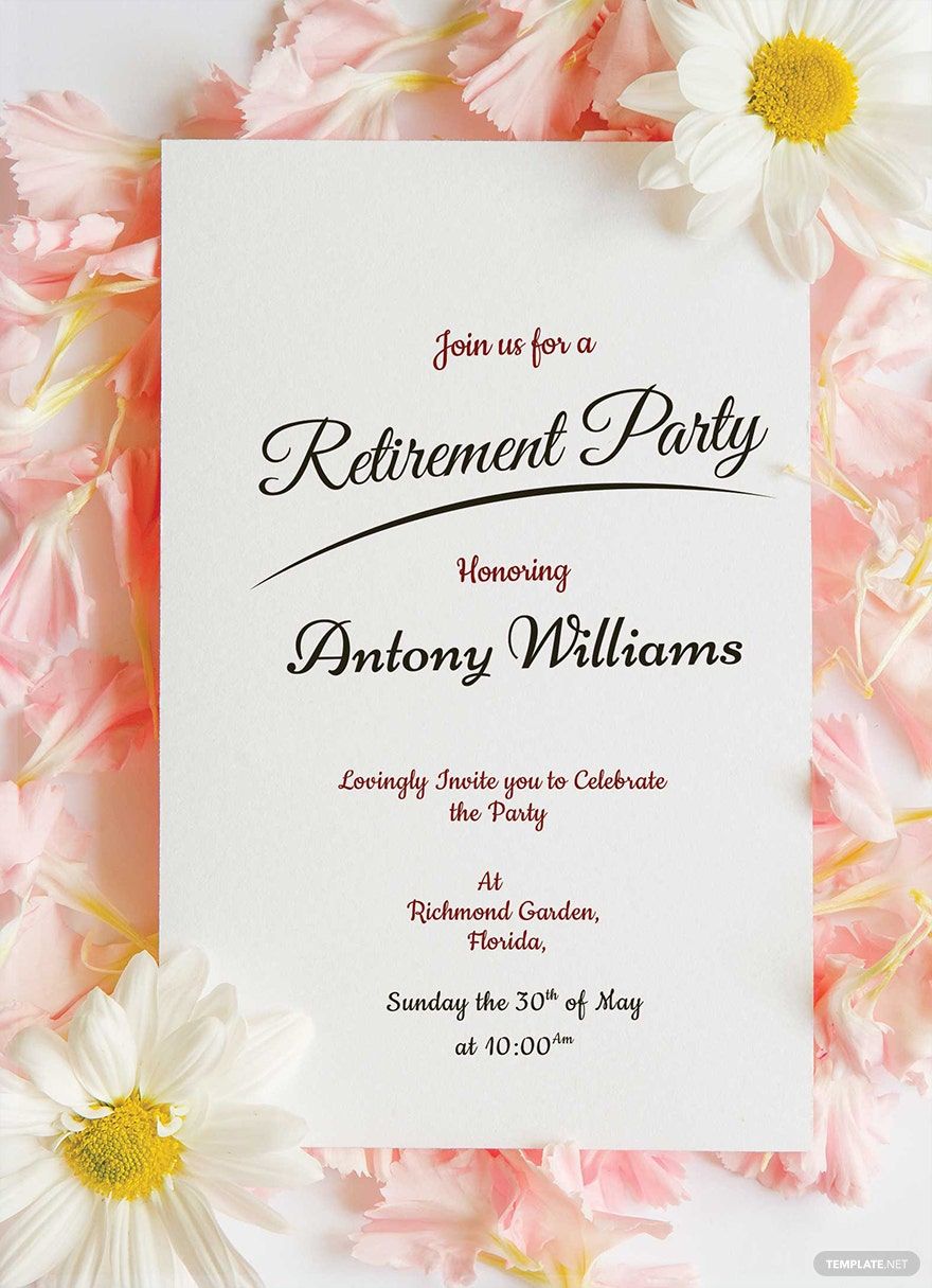 Floral Retirement Party Invitation Template