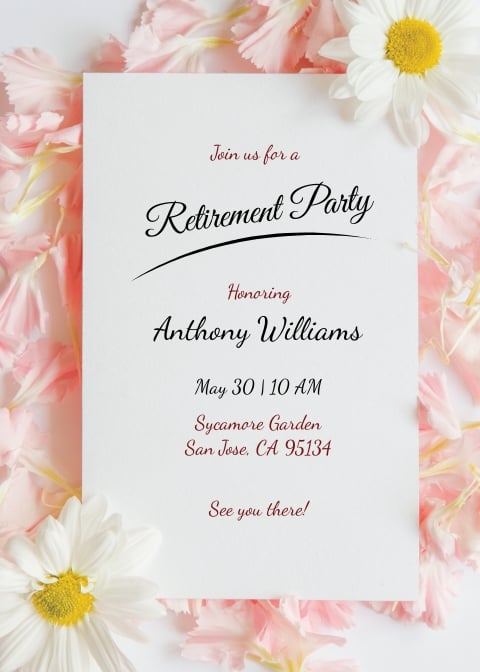 Floral Retirement Party Invitation Template Illustrator Word Outlook Apple Pages Psd Publisher Template Net