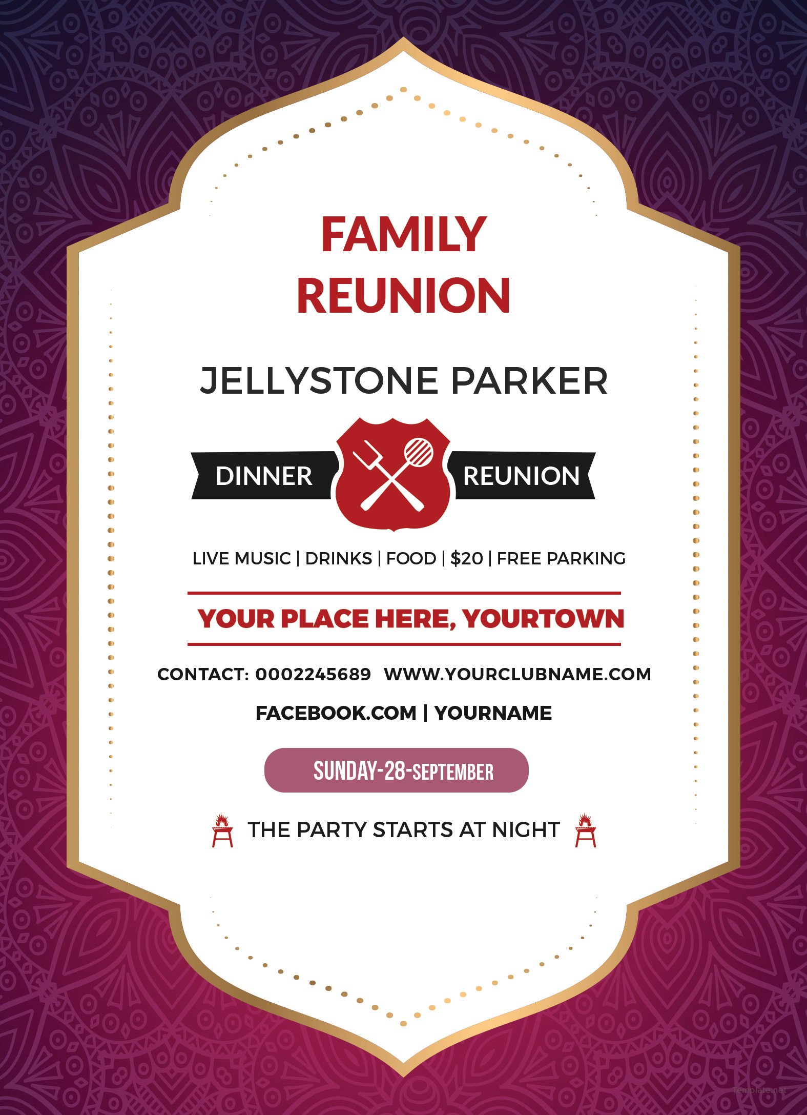 Free Family Dinner Reunion Invitation Template in Adobe