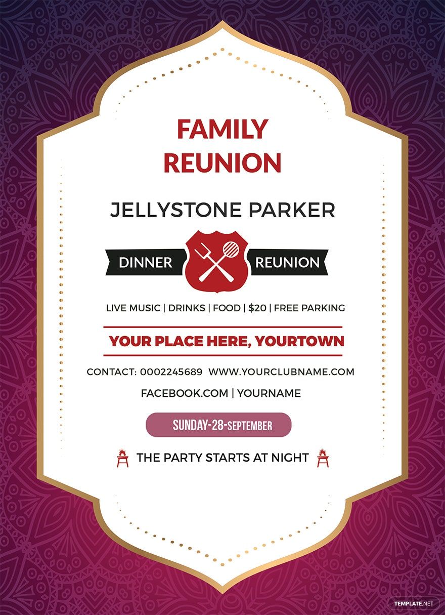 Family Dinner Reunion Invitation Template