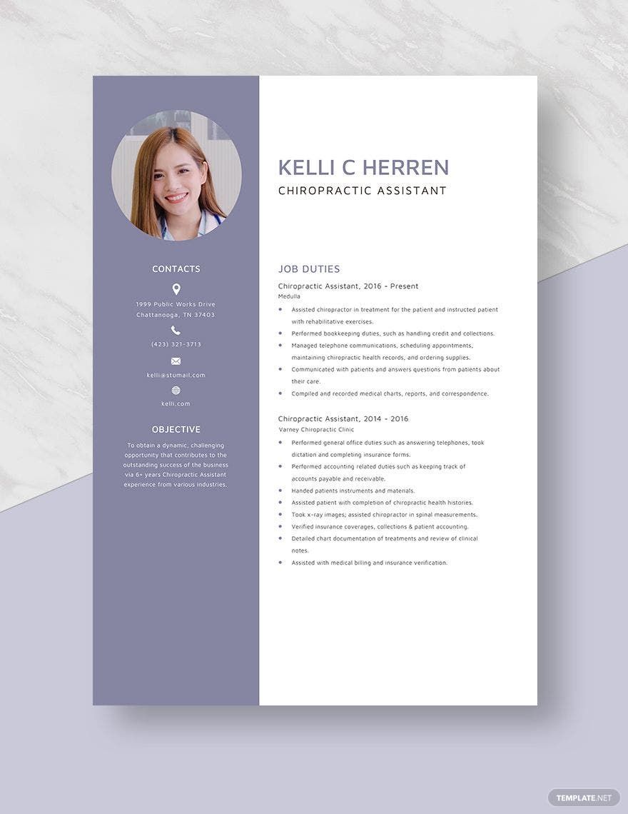 Chiropractic Assistant Resume in Word, Apple Pages