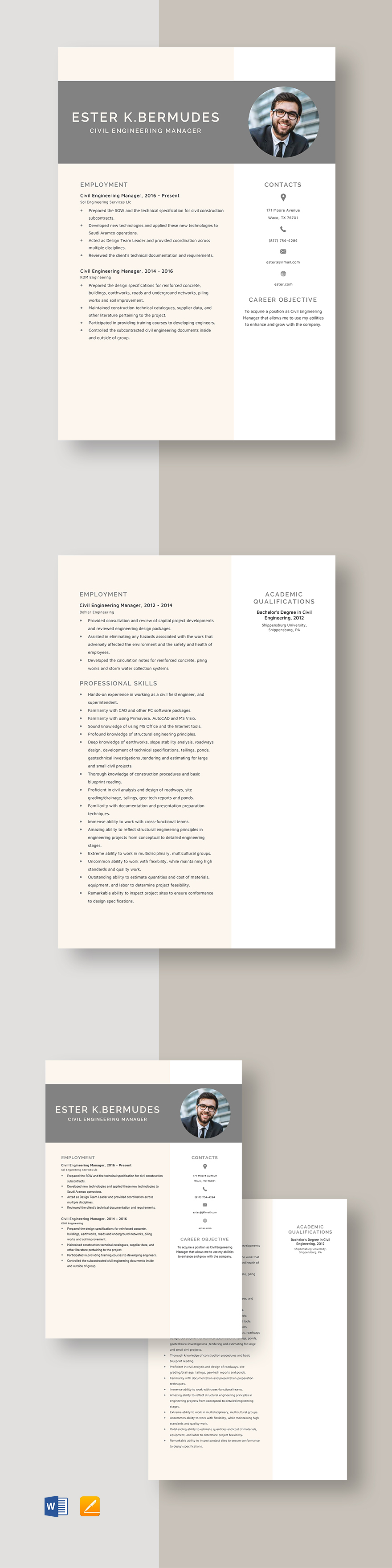 Civil Engineering Manager Resume Template