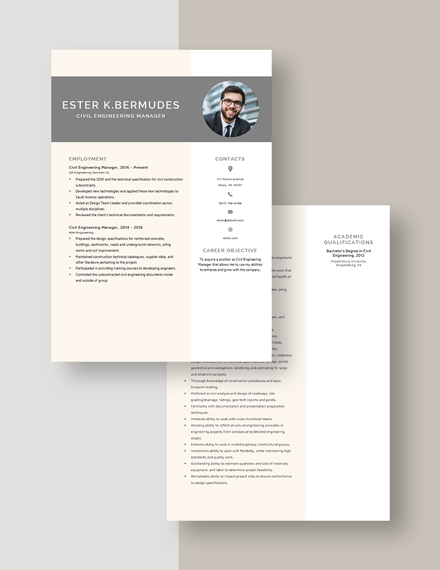 Civil Engineering Manager Resume Download