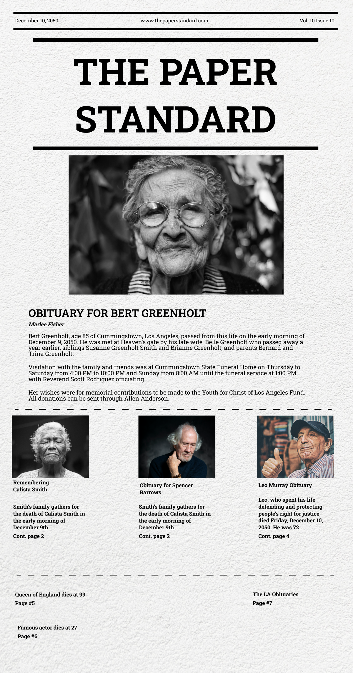 Free Old Obituary Newspaper Template