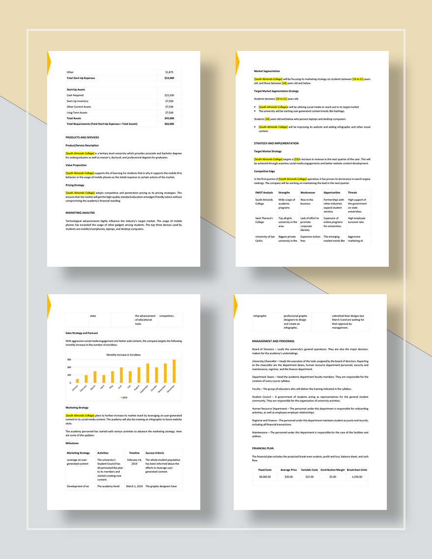 Quarterly Marketing Plan Template in Word Pages Google Docs
