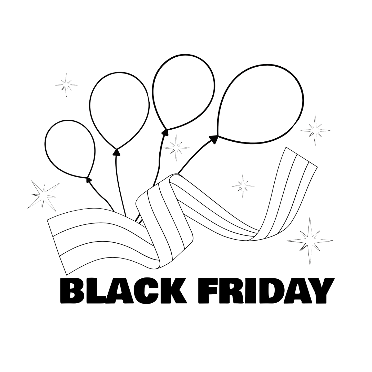 Happy Black Friday Drawing Template
