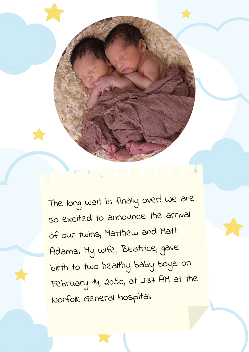 Cute Baby Announcement Template
