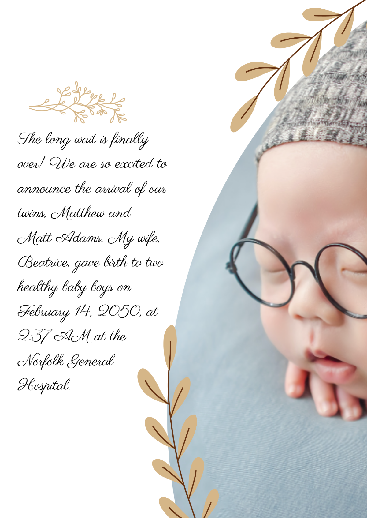 Cute Baby Announcement Template