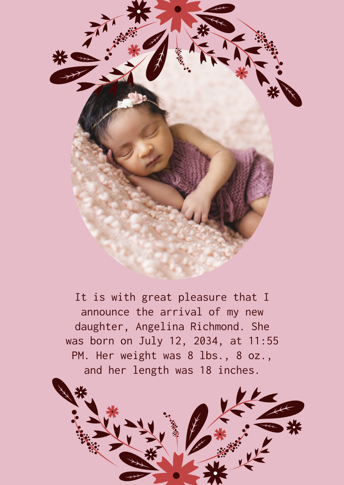 Baby Dedication Announcement Template