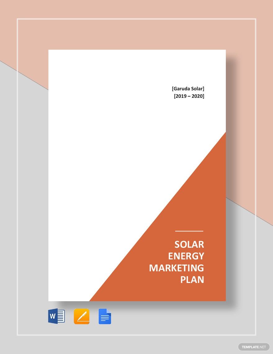 Solar Energy Marketing Plan Template in Word, Google Docs, Apple Pages