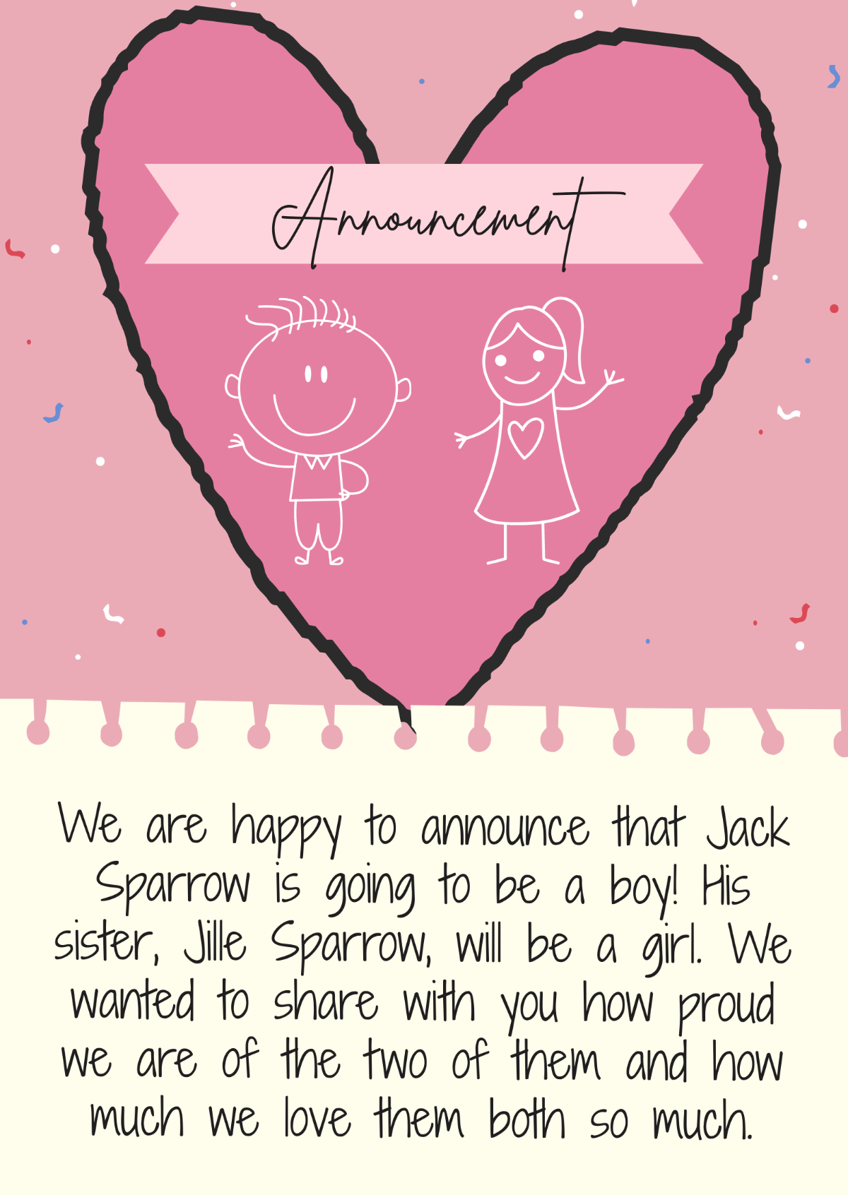 Baby Gender Announcement Template