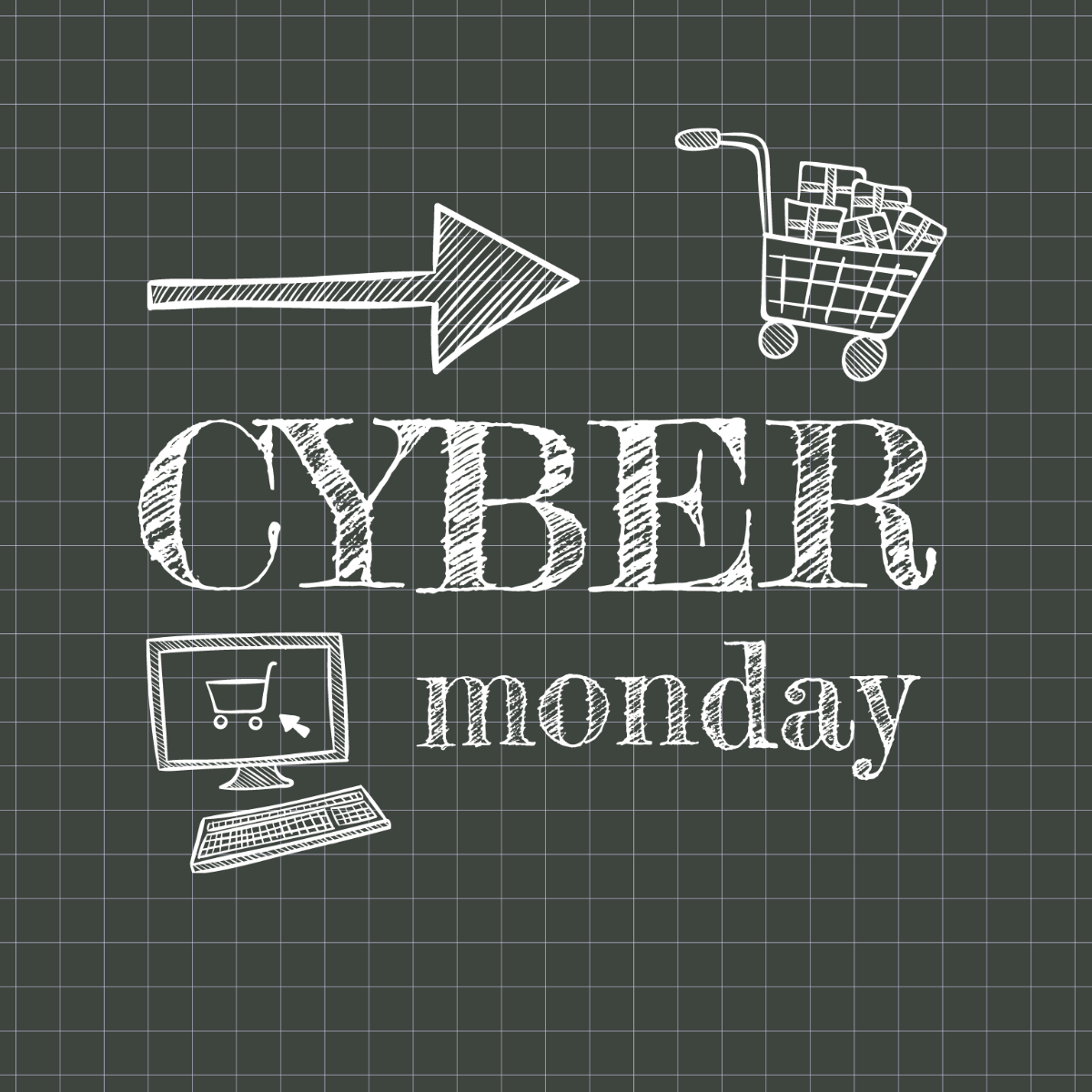 Free Cyber Monday Chalk Design Vector Template
