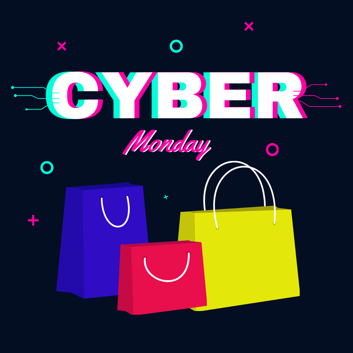Free Cyber Monday Flat Design Vector Template