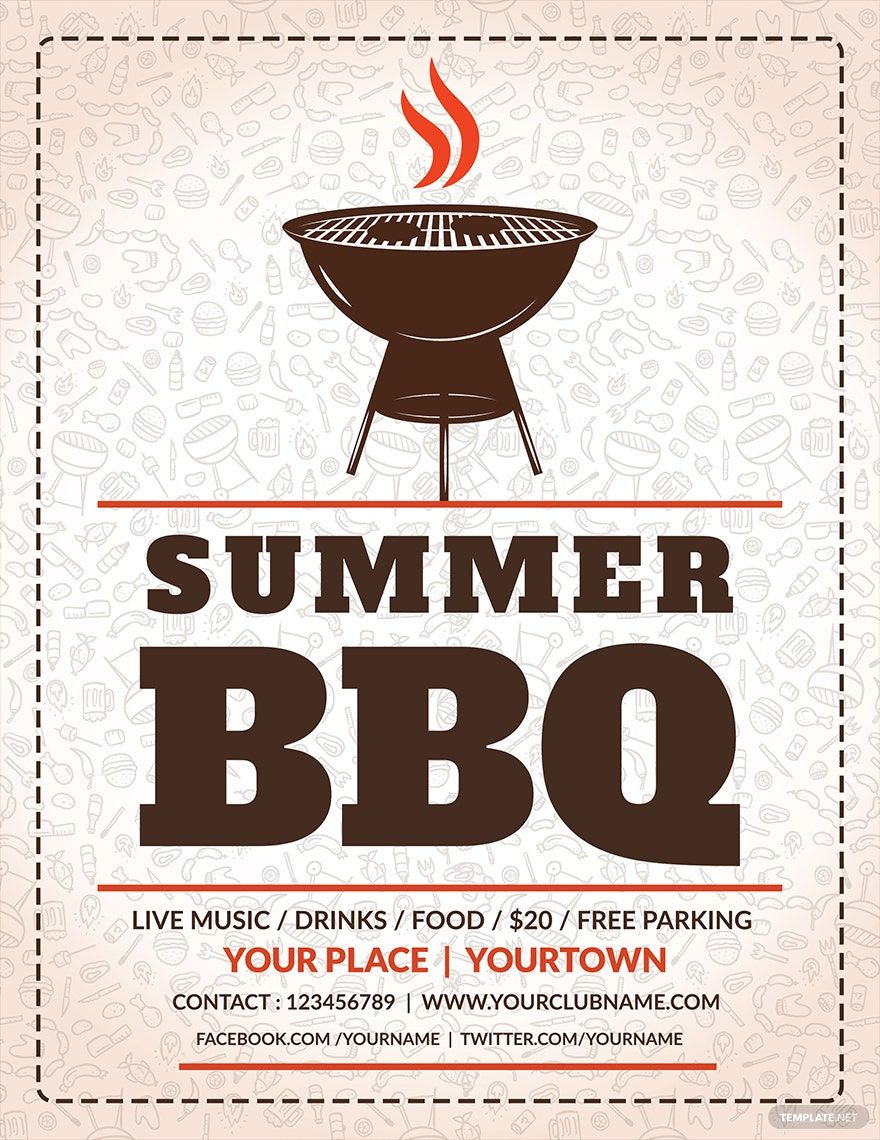 Summer BBQ Flyer Template Download In Word Google Docs Illustrator 