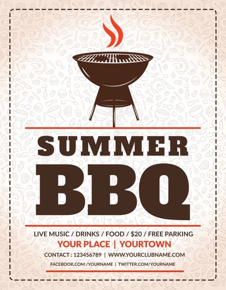 Free Summer BBQ Flyer Template In Adobe Photoshop Illustrator 