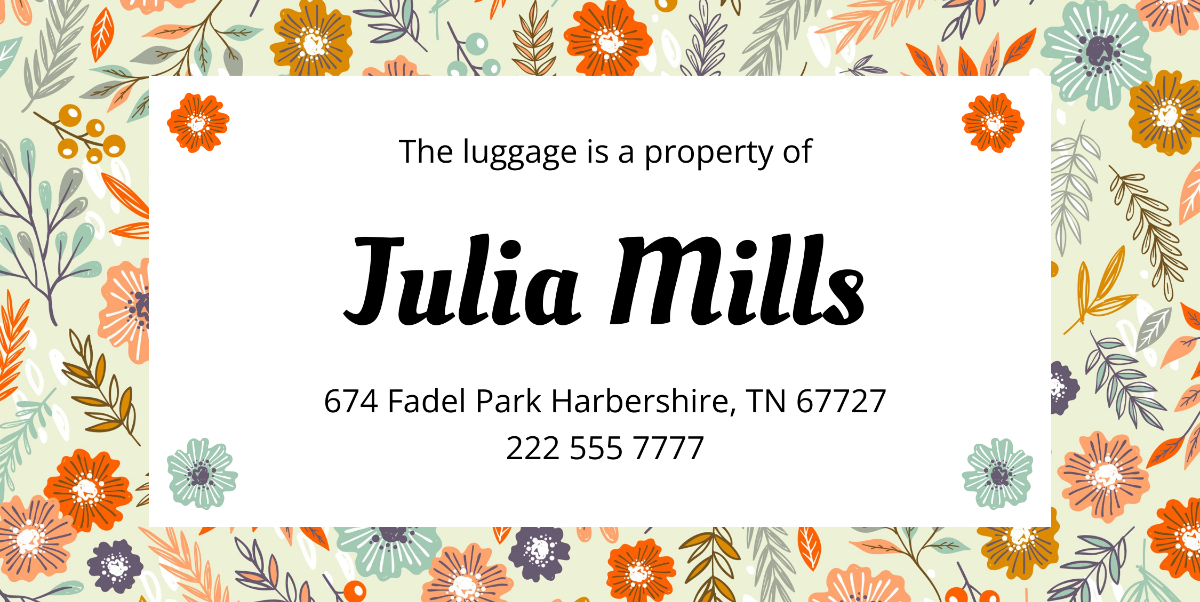 Free Floral Luggage Tag Template