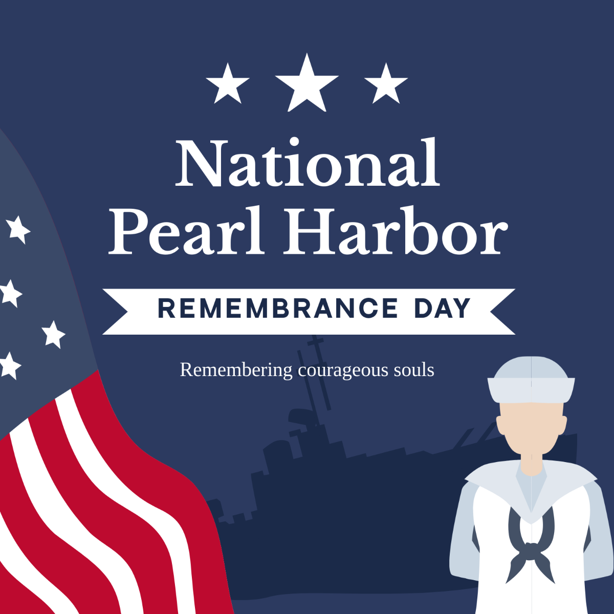 National Pearl Harbor Remembrance Day WhatsApp Post Template