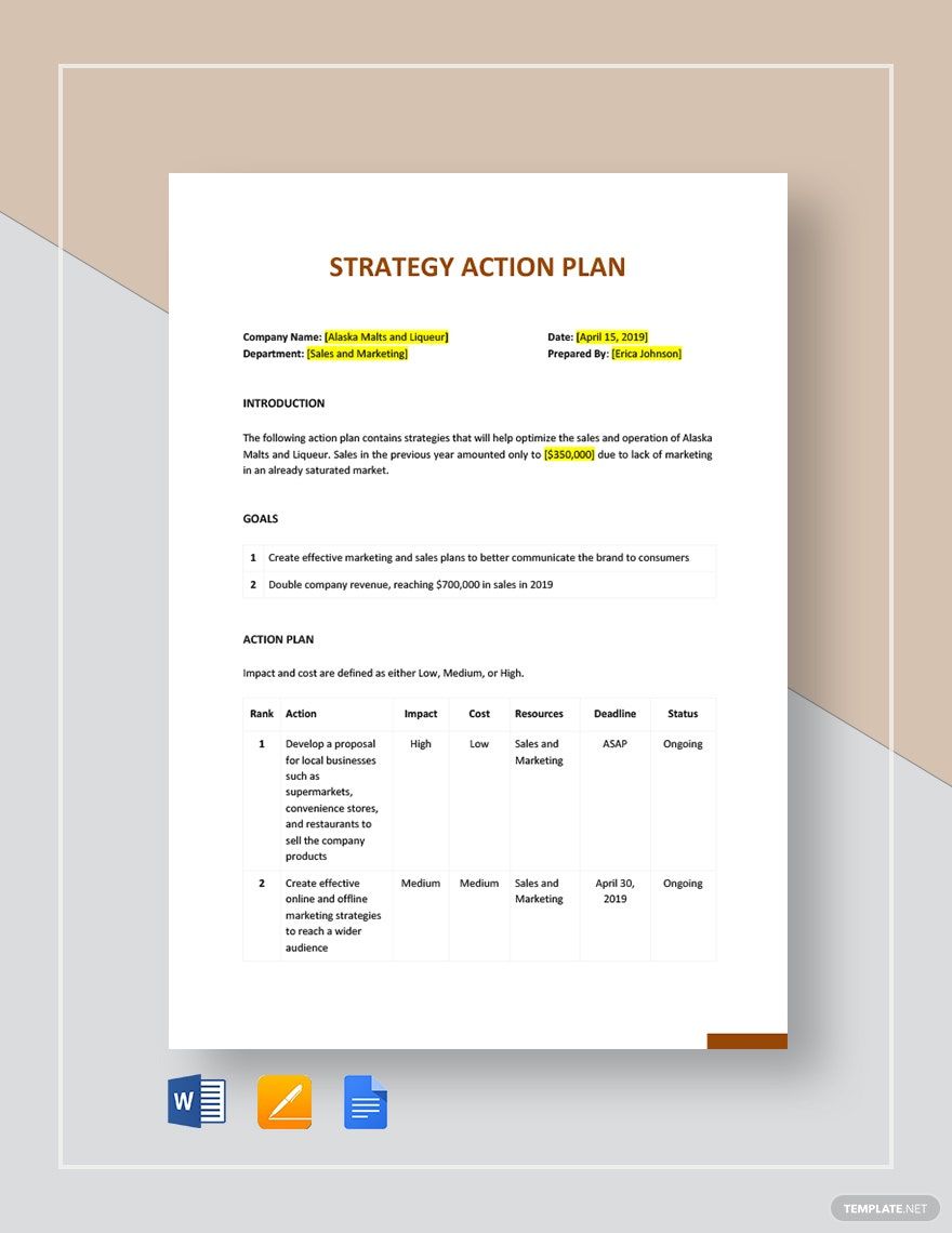 Strategy Action Plan Template
