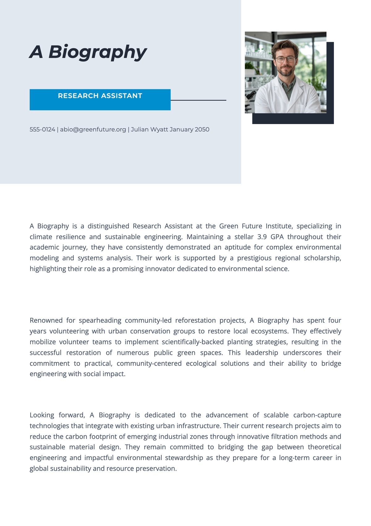 Free Biography Template to Edit Online