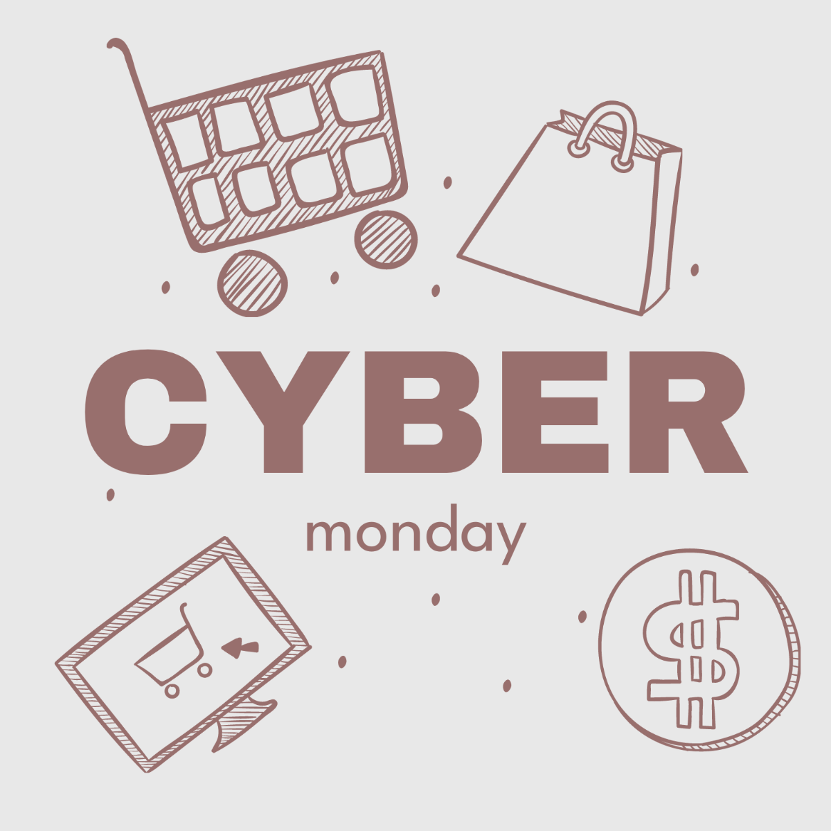 Cyber Monday Sketch Vector Template