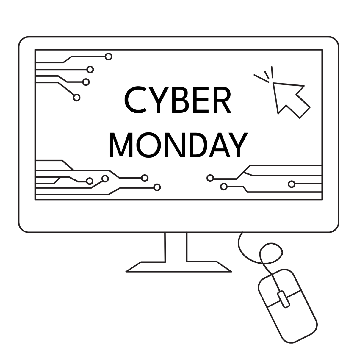 Cyber Monday Drawing Vector