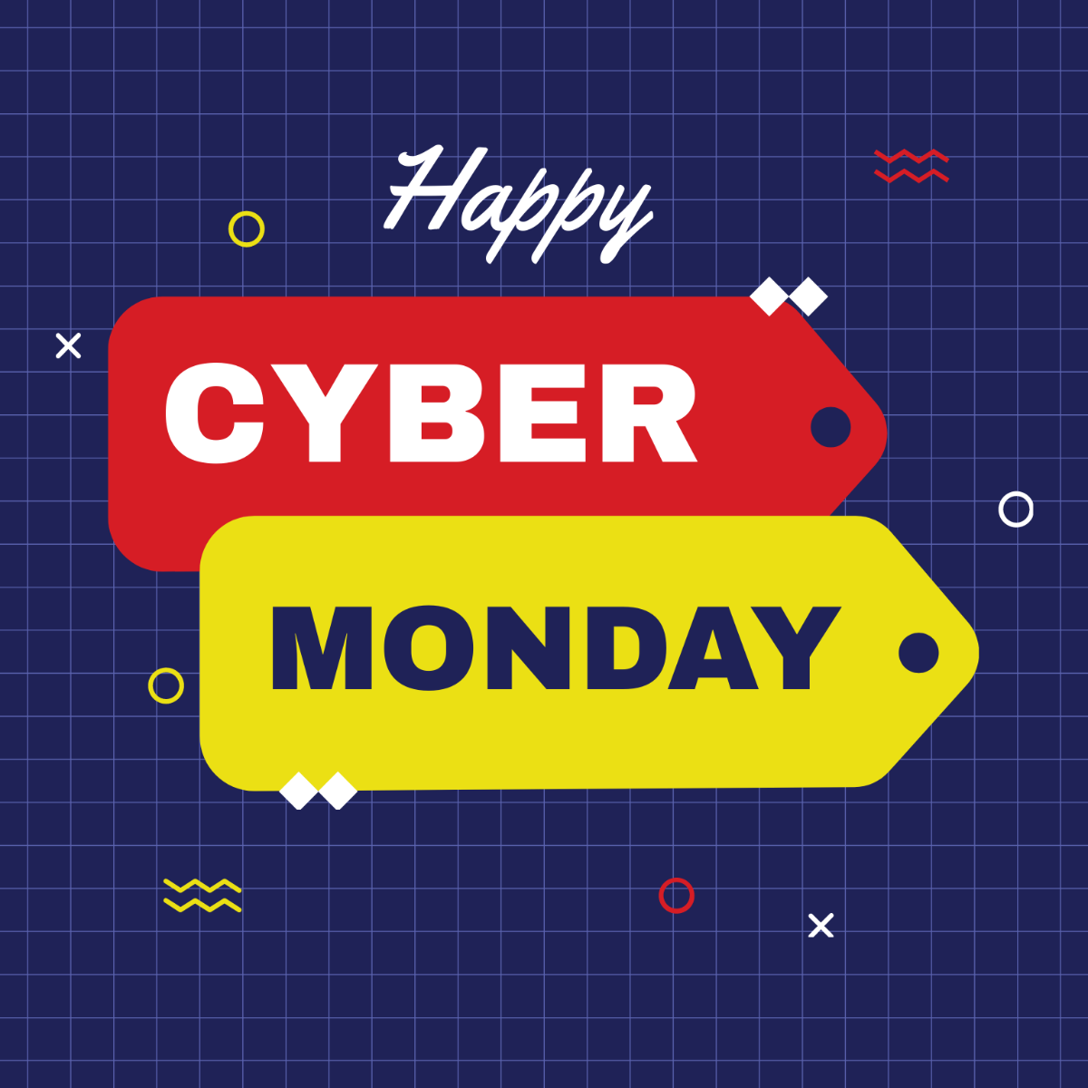 Happy Cyber Monday Illustration Template