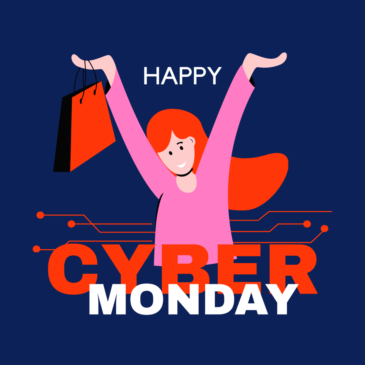 Free Happy Cyber Monday Vector Template