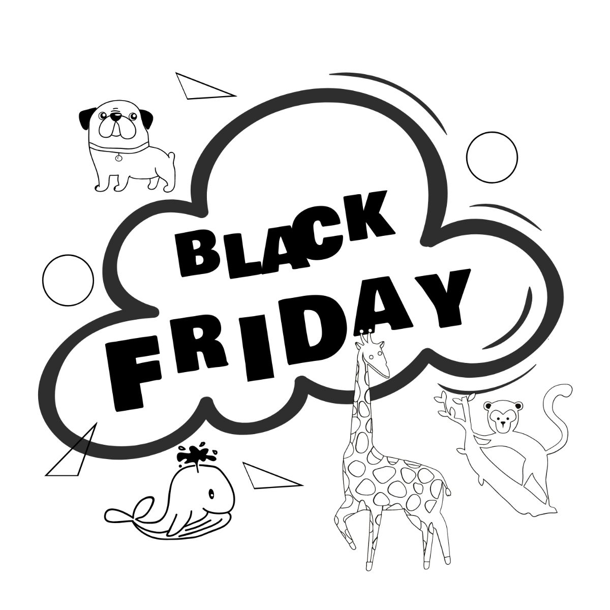 Kids Black Friday Drawing Template