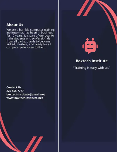 Free Computer Training Institute Brochure Template to Edit Online