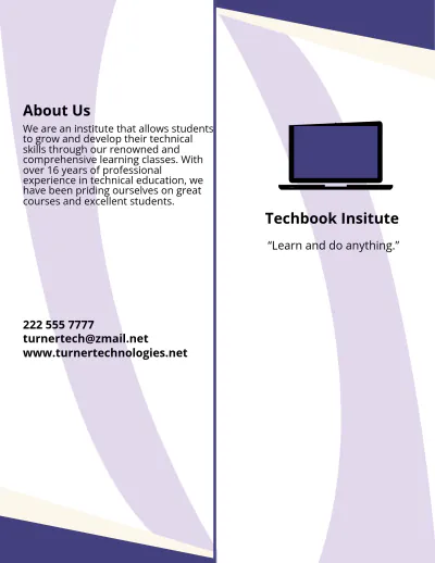 Free Computer Institute Class Brochure Template to Edit Online