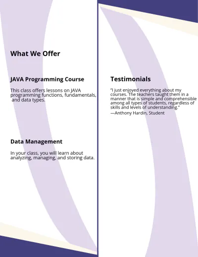 Free Computer Institute Class Brochure Template to Edit Online