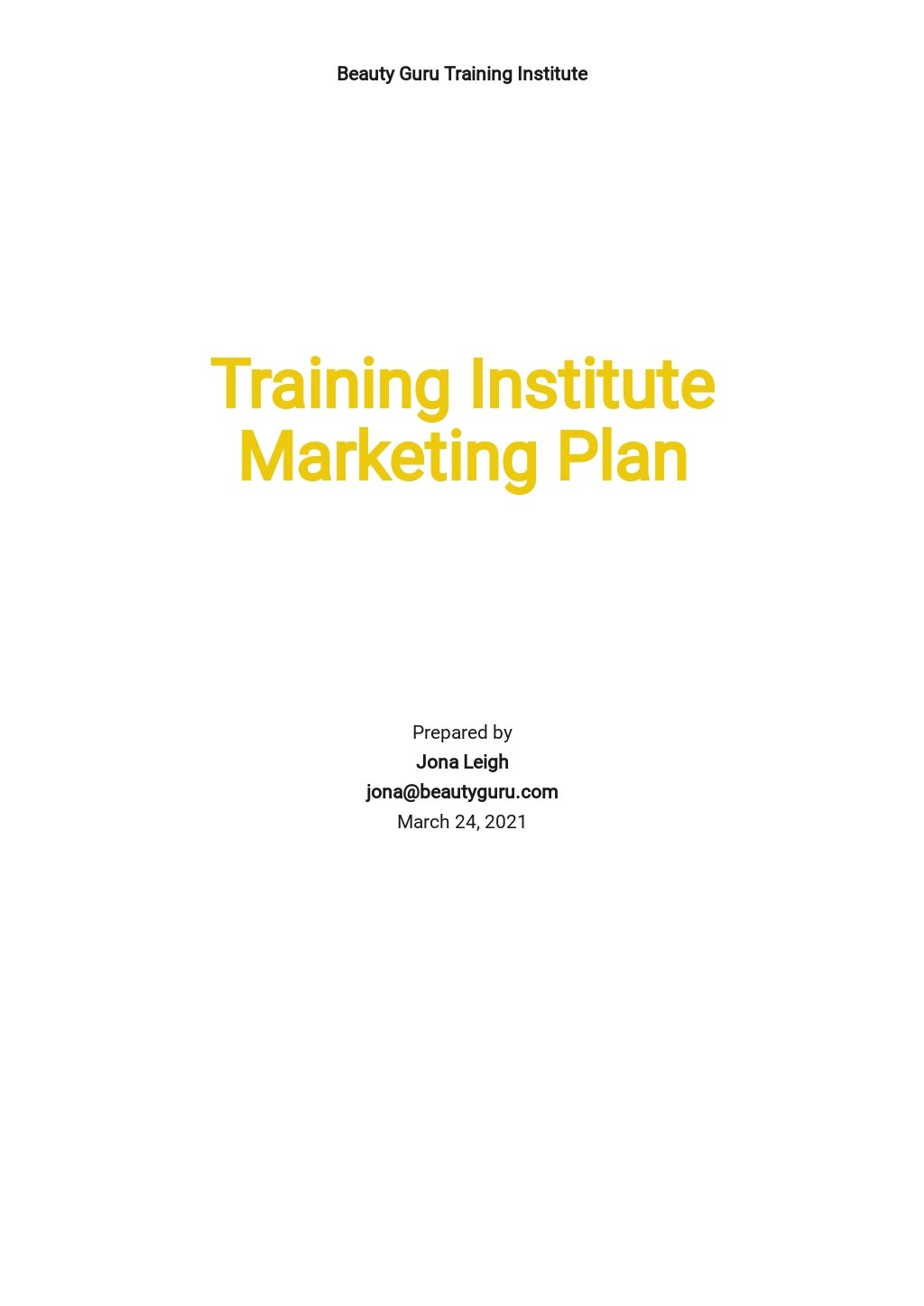 marketing plan for training company pdf