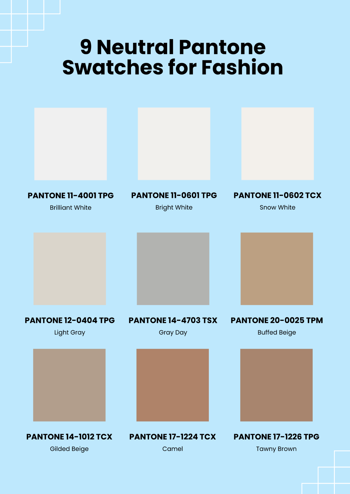 Free Pantone Swatches Color Chart Template