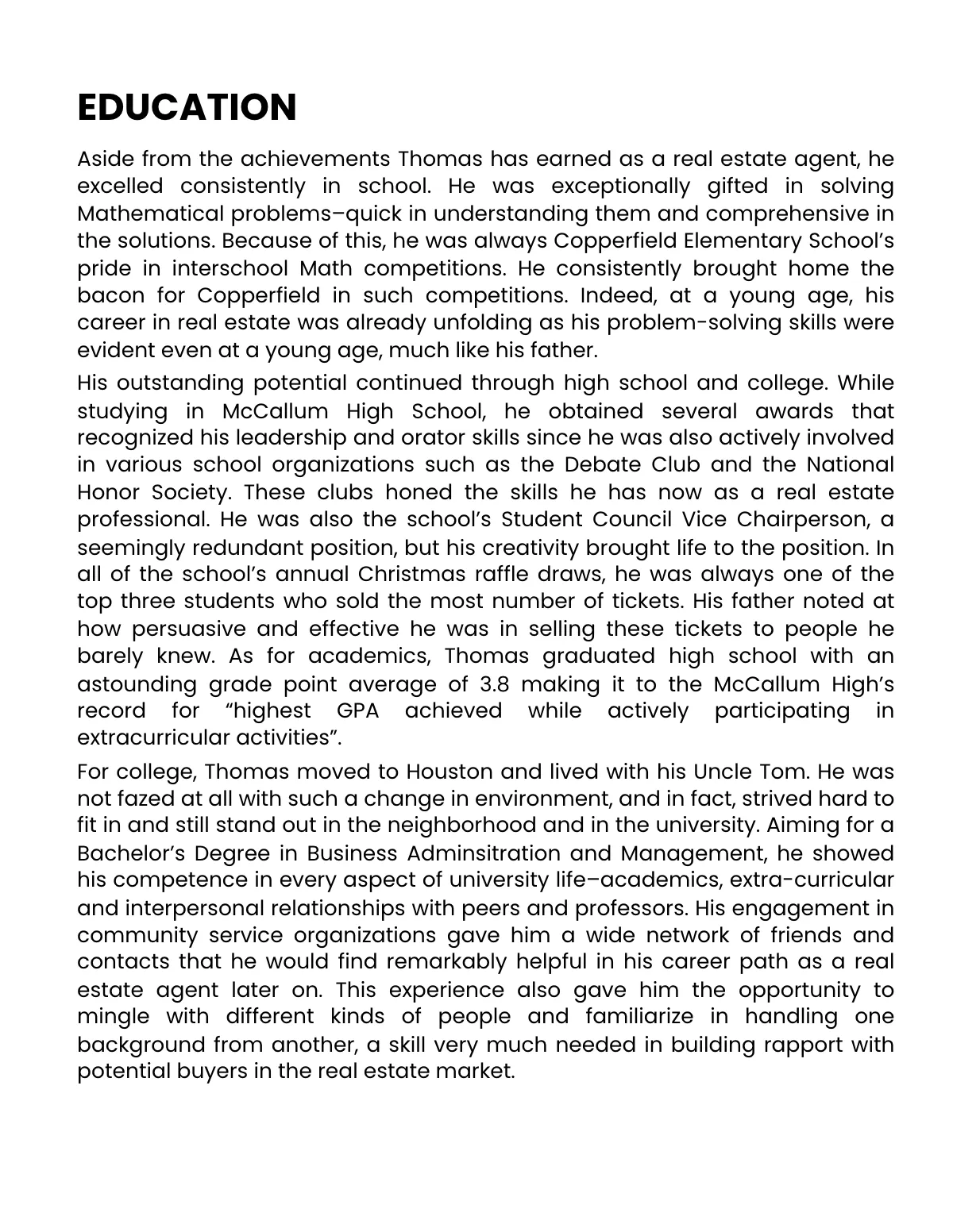 Free Real Estate Agent Biography Template to Edit Online