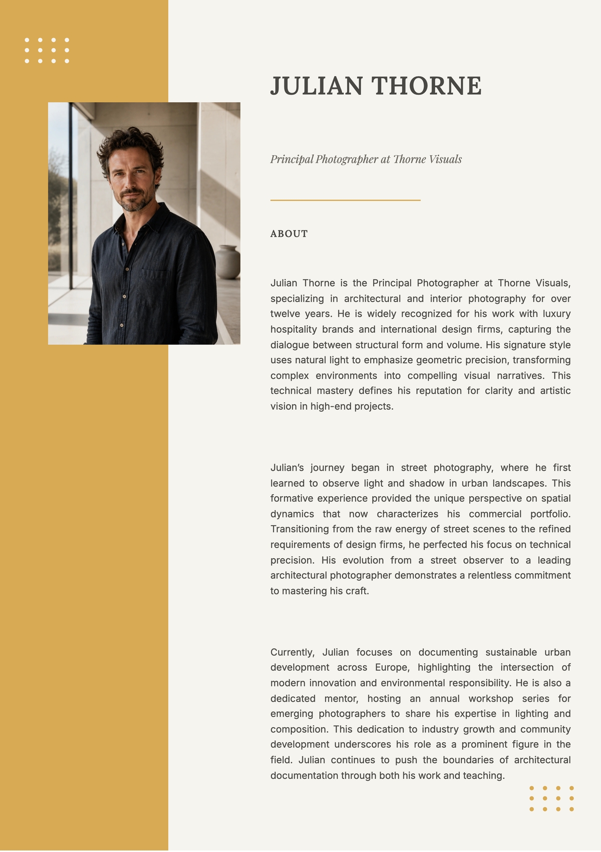 Free Photography Biography Template
