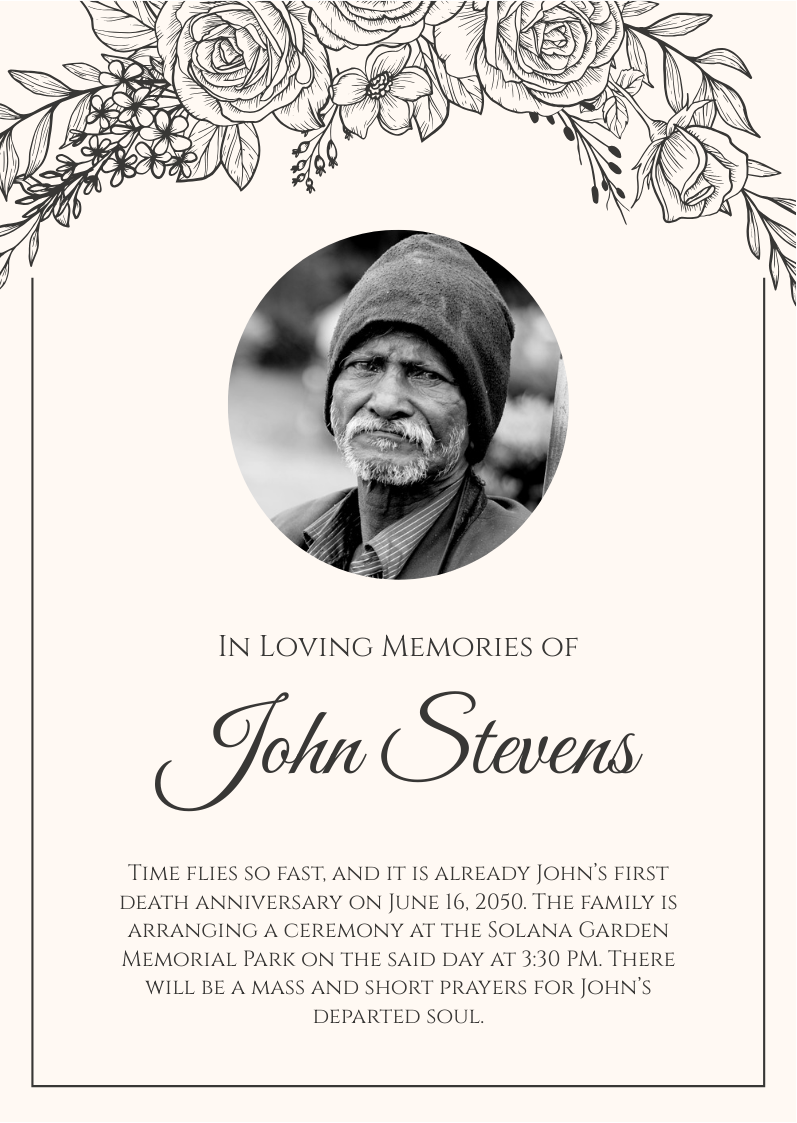 Free Death Anniversary Announcement Template