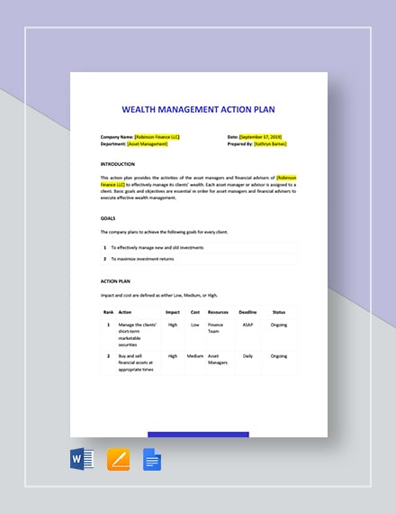 Simple Action Plan Template - Word | Google Docs | Apple Pages ...