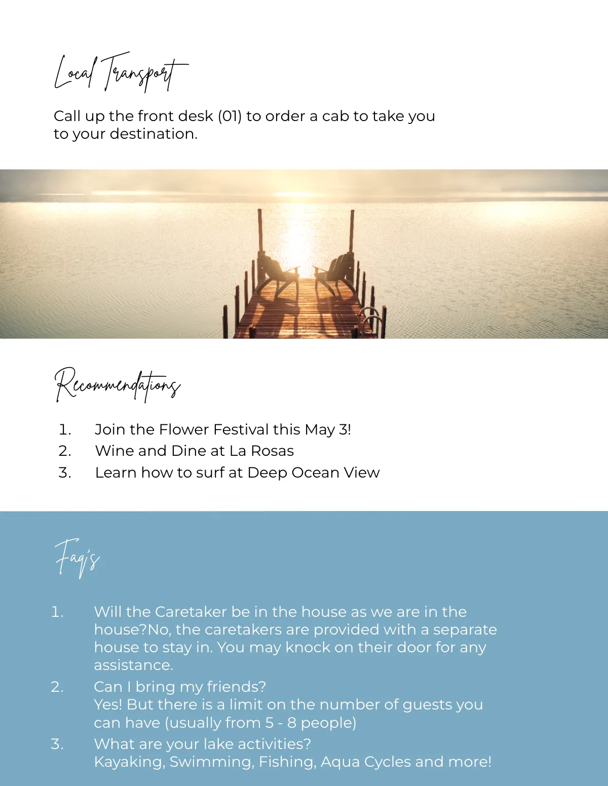Free Lake House Welcome Book Template to Edit Online