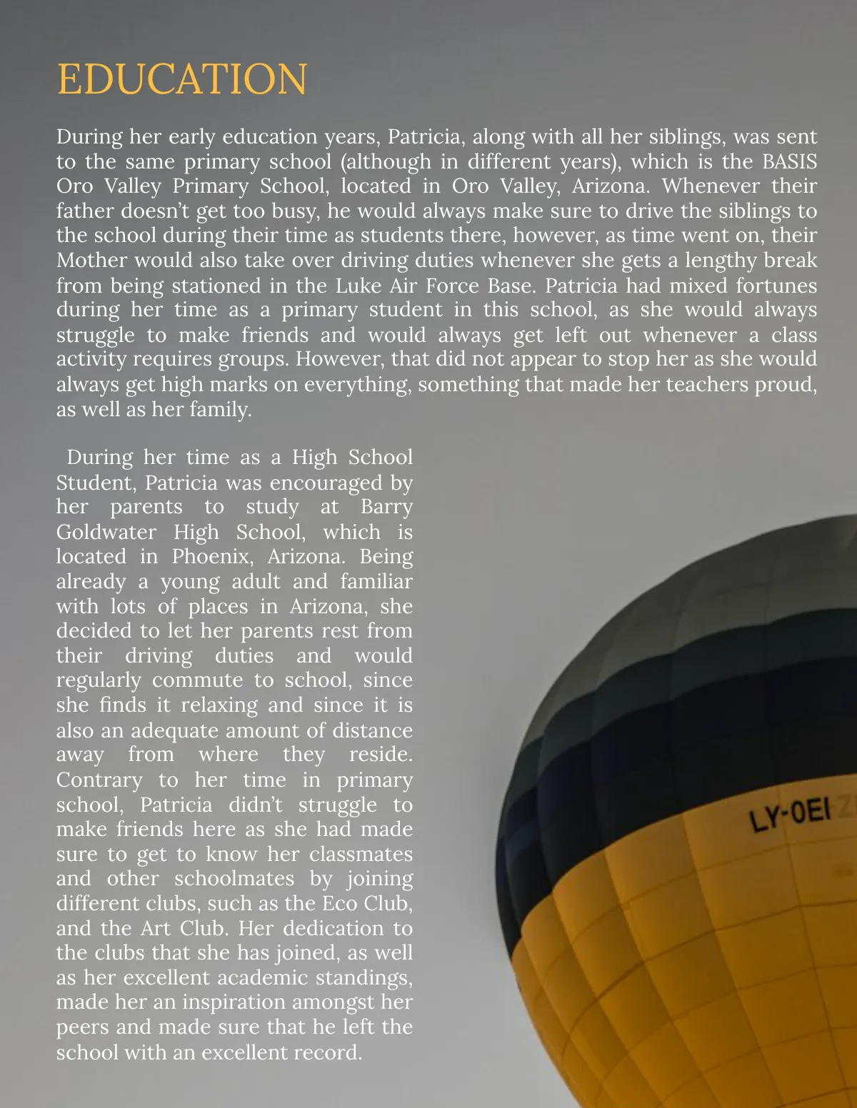 Free School Biography Template to Edit Online