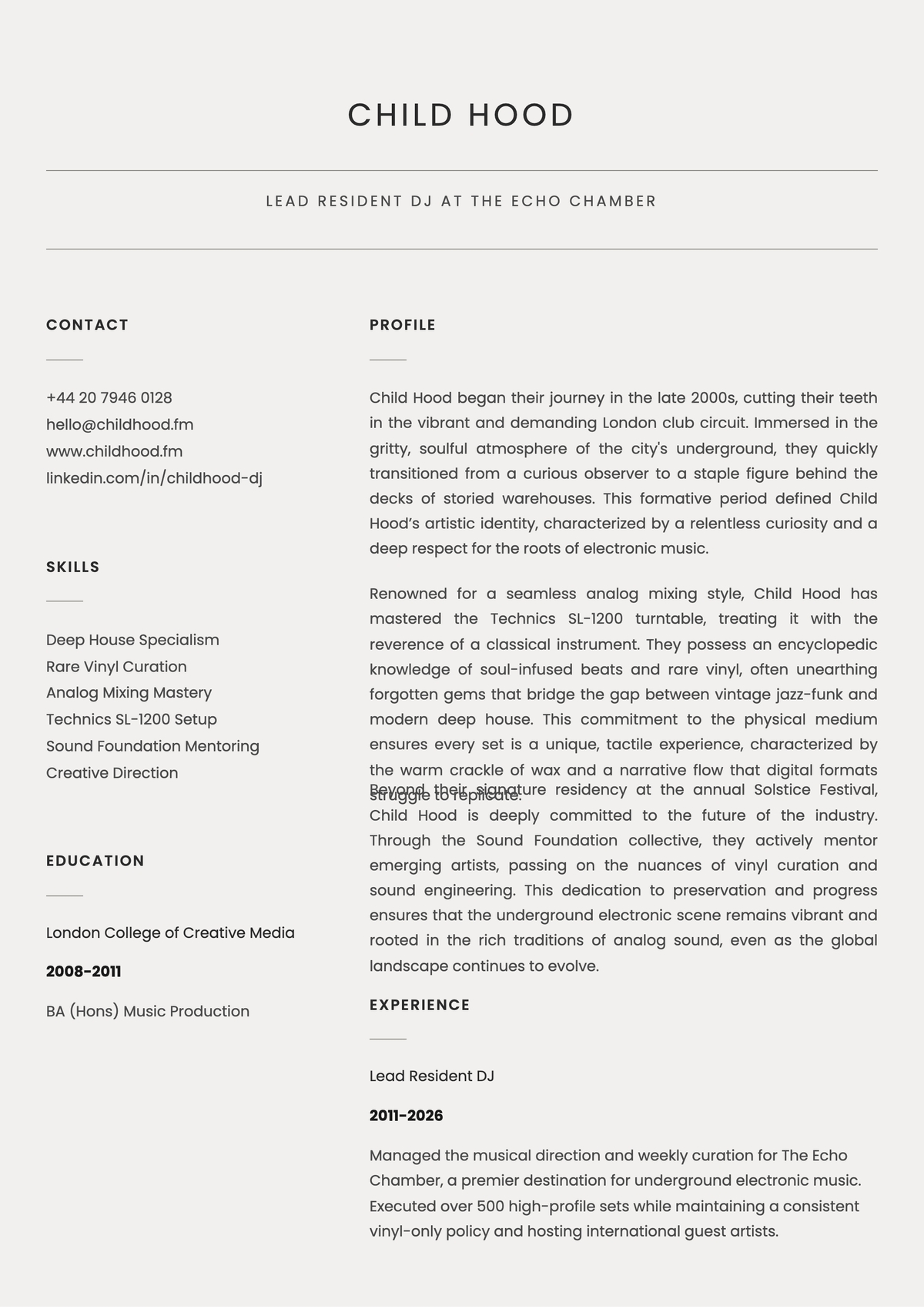 Free Dj Biography Template to Edit Online
