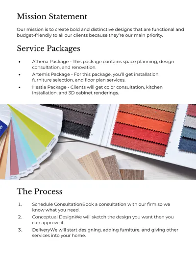 Free Interior Design Welcome Book Template to Edit Online