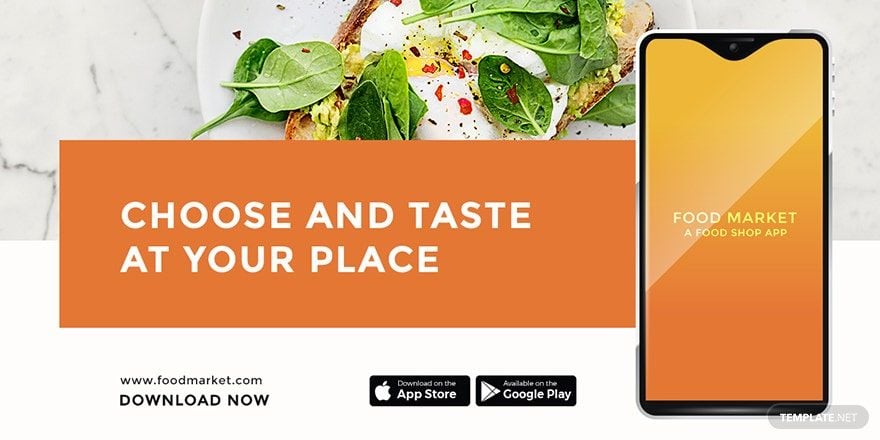 Food Mobile App Promotion Blog Post Template in PSD
