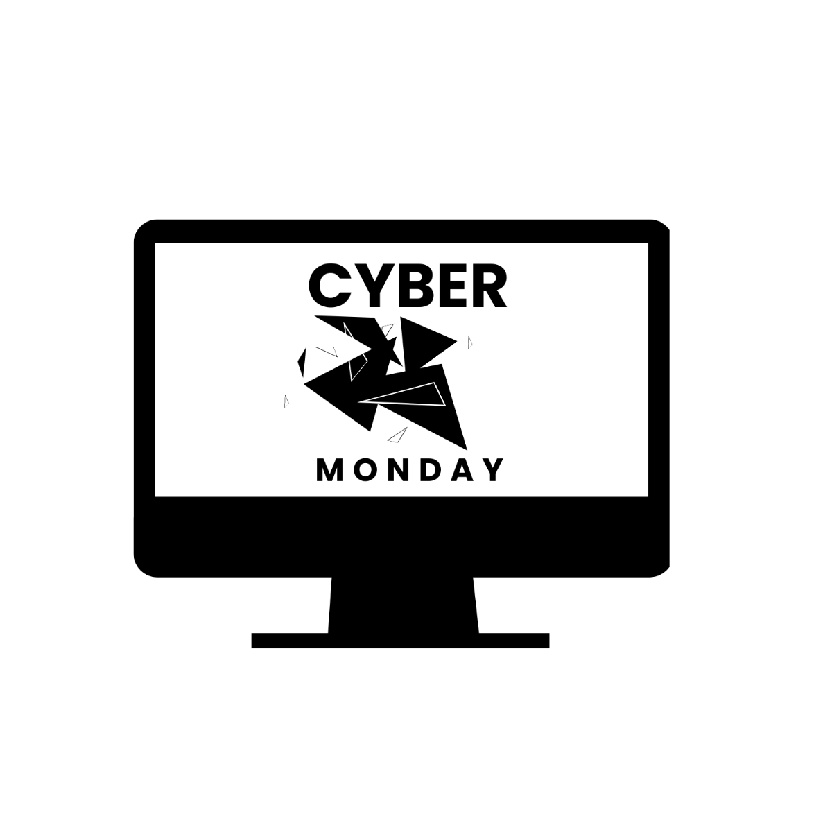 Black And White Cyber Monday Clipart Template
